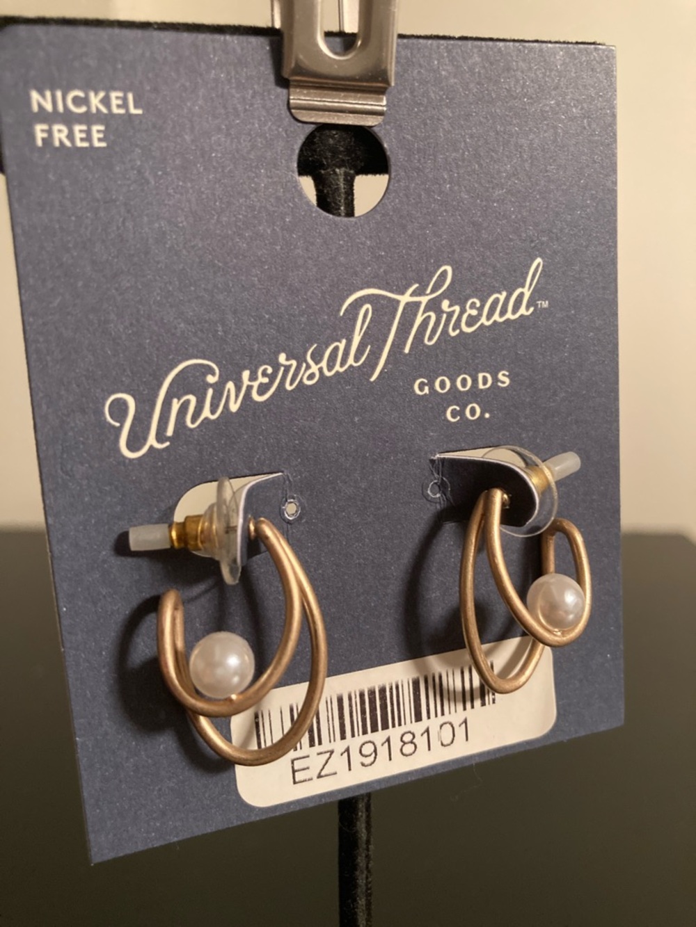 Universal Thread Gold-Tone Double Hoop Earrings with Pearl